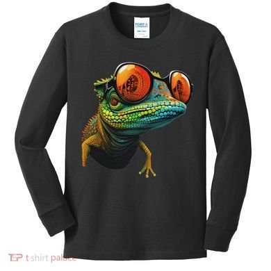 Funny Smart Looking Lizard With Glasses Kids Long Sleeve Shirt