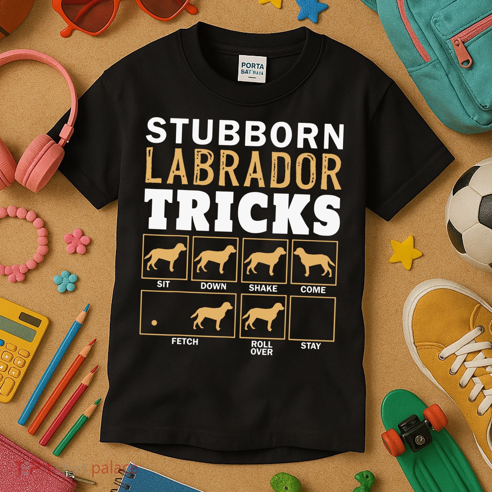 Funny Stubborn Labrador Retriever Dog Tricks Black Lab Gifts Kids T-Shirt