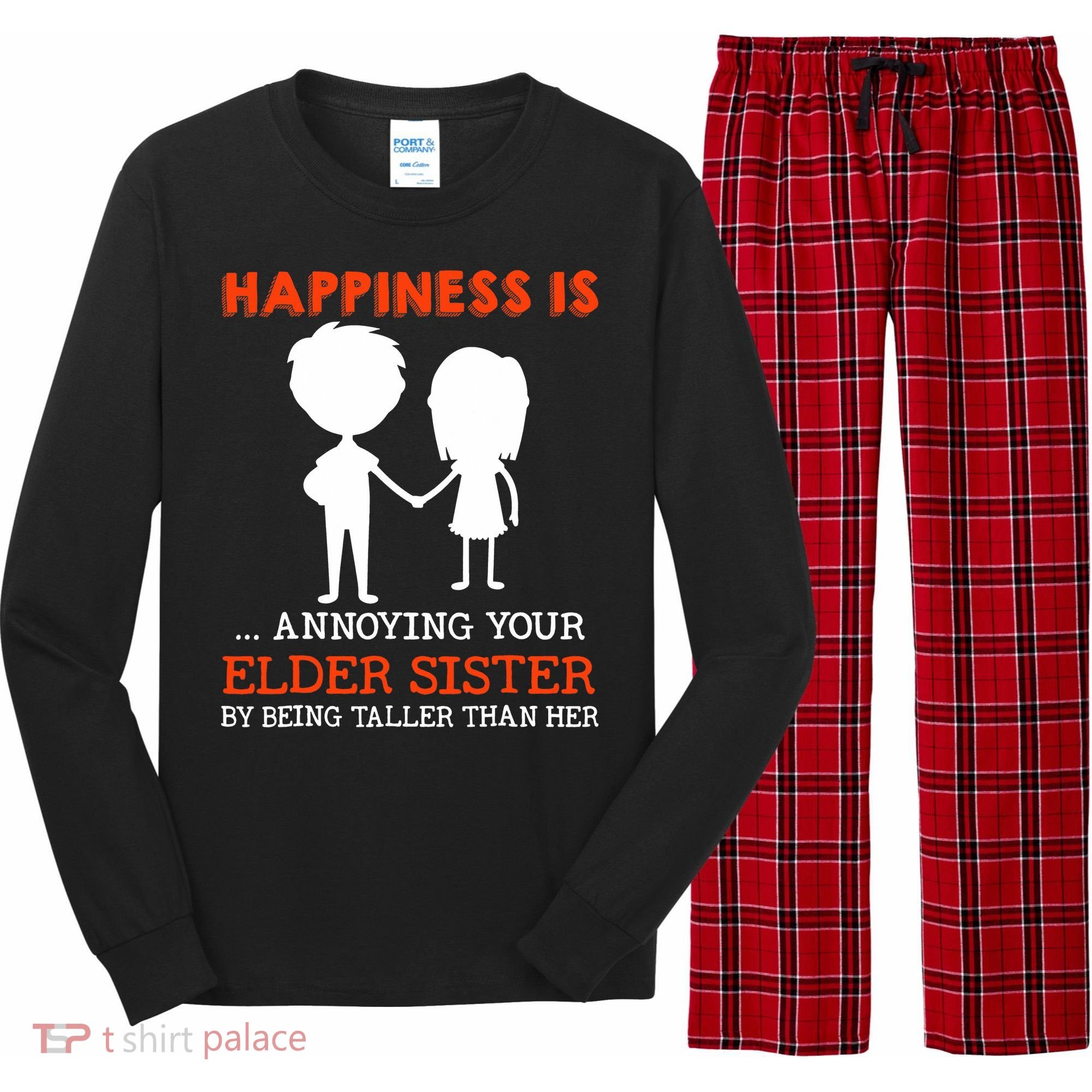 Funny Sibling Little Brother Lil Sister Long Sleeve Pajama Set