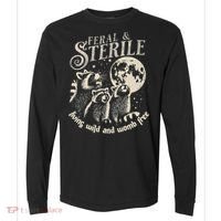 Feral & Sterile Living Wild And Womb Free Funny Racoon Comfort Colors Heavyweight Long Sleeve T-Shirt thumb 0
