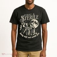 Feral & Sterile Living Wild And Womb Free Funny Racoon Tall T-Shirt thumb 2