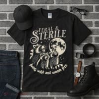 Feral & Sterile Living Wild And Womb Free Funny Racoon Tall T-Shirt thumb 3