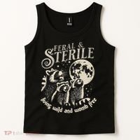 Feral & Sterile Living Wild And Womb Free Funny Racoon Tank Top thumb 2