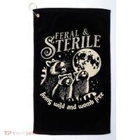 Feral & Sterile Living Wild And Womb Free Funny Racoon Golf Towel thumb 0