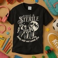 Feral & Sterile Living Wild And Womb Free Funny Racoon Kids T-Shirt thumb 3