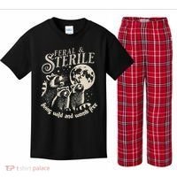 Feral & Sterile Living Wild And Womb Free Funny Racoon Kids Plaid Pajama Set thumb 0