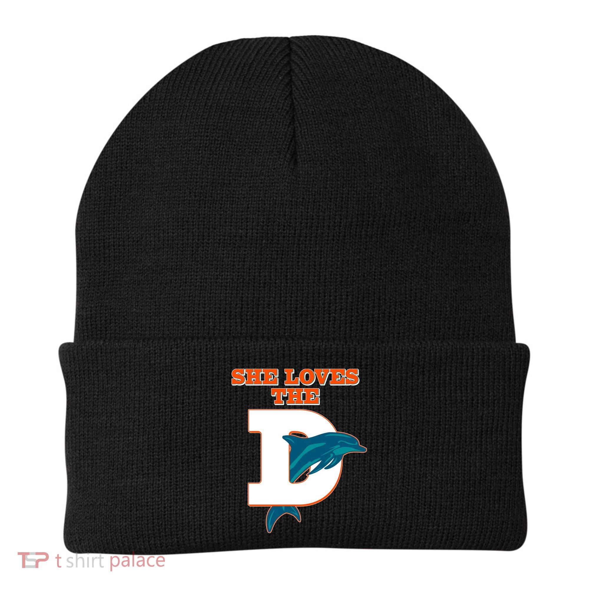 Funny She Loves The D Miami Football Fan Beanie