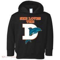 Funny She Loves The D Miami Football Fan Toddler Hoodie thumb 0