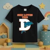Funny She Loves The D Miami Football Fan Toddler T-Shirt thumb 3