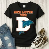 Funny She Loves The D Miami Football Fan Women's T-Shirt thumb 3