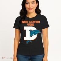 Funny She Loves The D Miami Football Fan Women's T-Shirt thumb 4