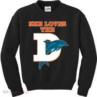 Funny She Loves The D Miami Football Fan Kids Sweatshirt thumb 0