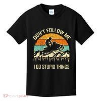 Funny Snowmobile Lover DonT Follow Me I Do Stupid Things Kids T-Shirt thumb 0