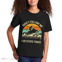 Funny Snowmobile Lover DonT Follow Me I Do Stupid Things Kids T-Shirt thumb 2