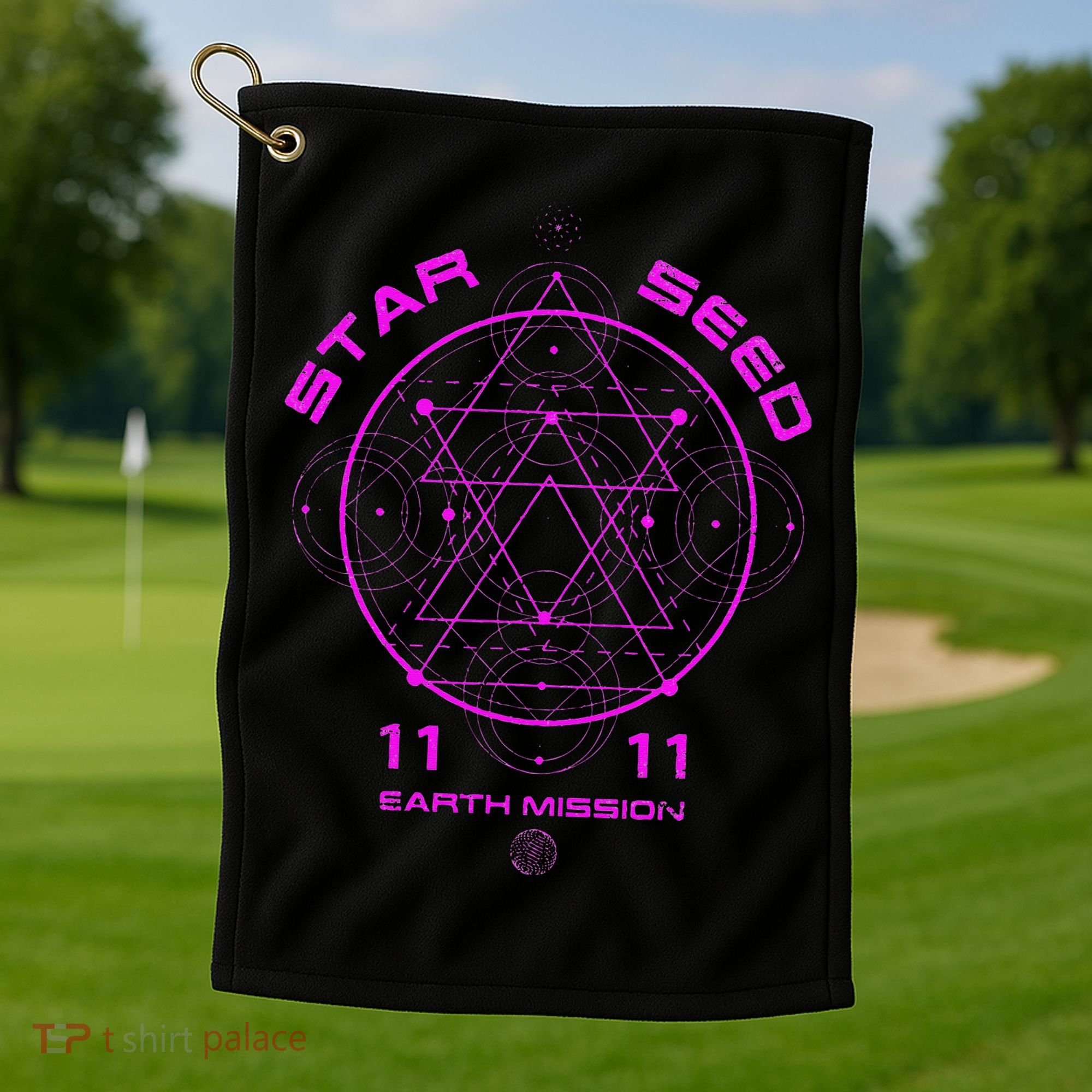 funny Starseed Mission Sacred Geometry Golf Towel