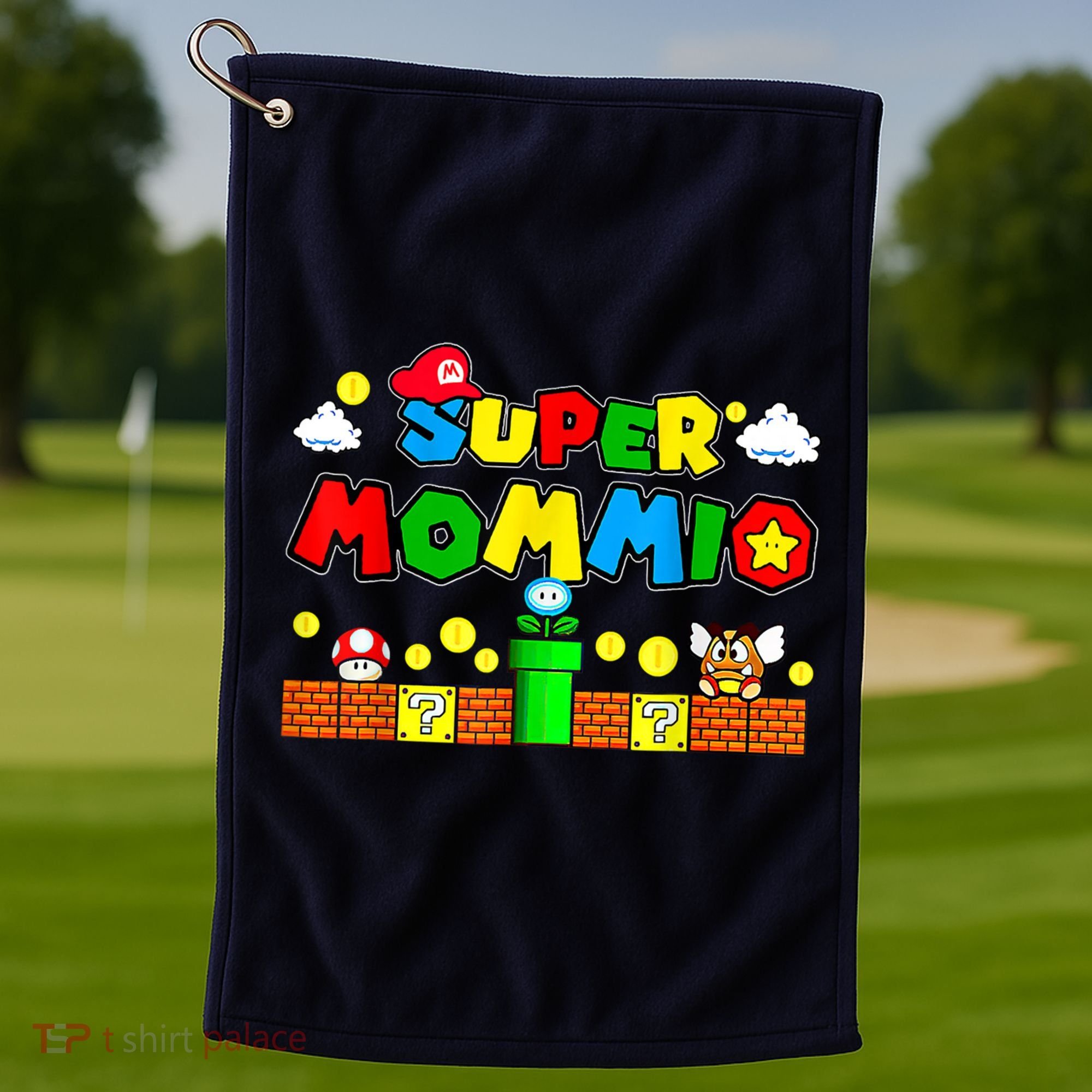 Funny Super Mommio Mothers Video Game Lovers Golf Towel