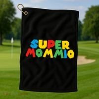 Funny Super Mommio Video Game Lover Mothers Day Golf Towel thumb 1