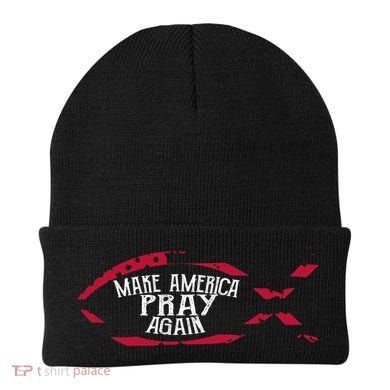 Fish Symbol Meaningful Gift Christian Gift Make America Pray Again Gift Beanie