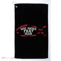 Fish Symbol Meaningful Gift Christian Gift Make America Pray Again Gift Golf Towel thumb 0