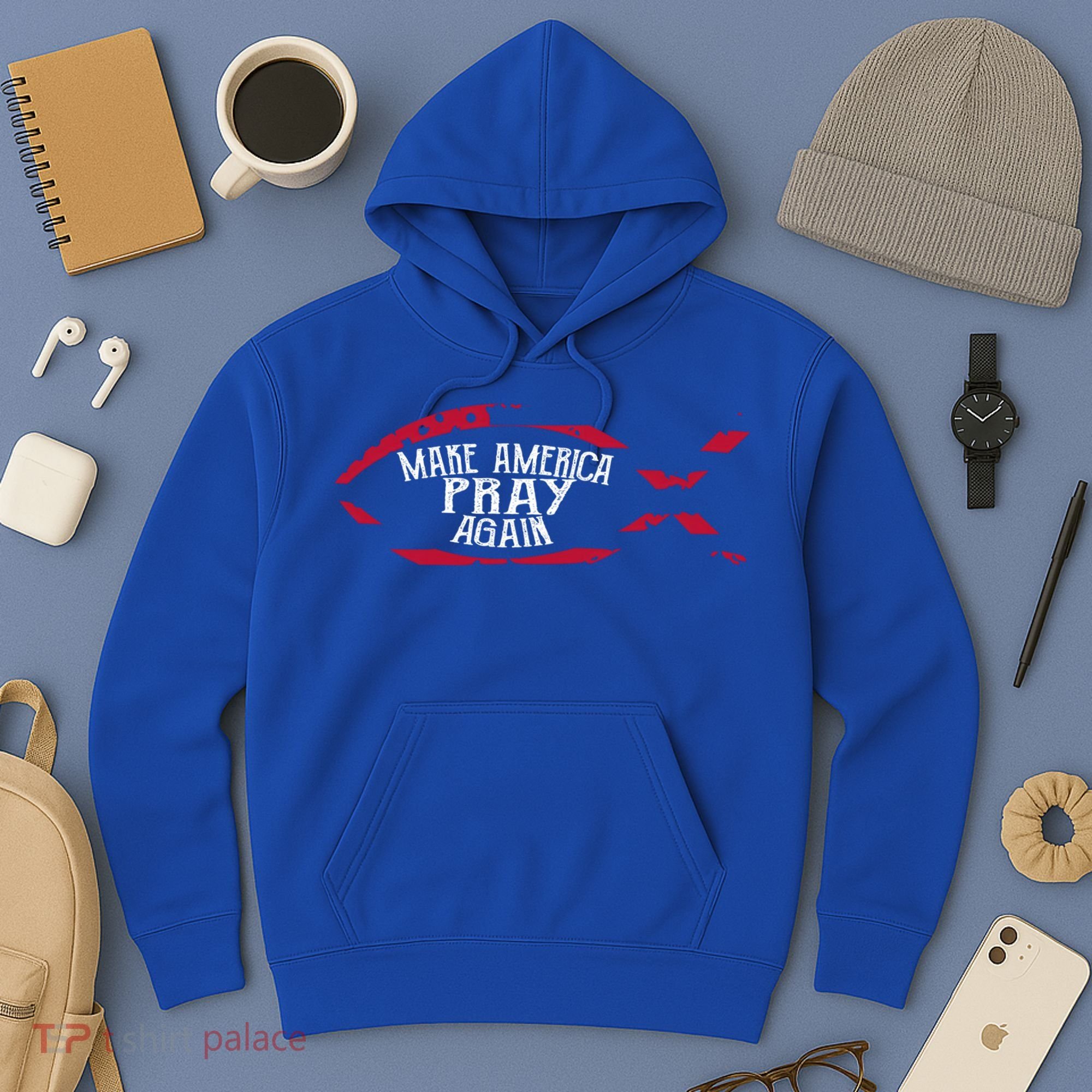 Fish Symbol Meaningful Gift Christian Gift Make America Pray Again Gift Hoodie
