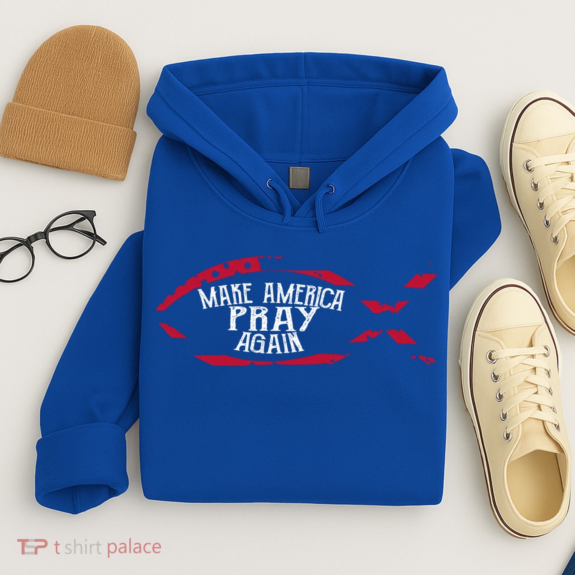 Fish Symbol Meaningful Gift Christian Gift Make America Pray Again Gift Hoodie