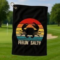 Feelin Salty Maryland Crab Sunset Graphic Golf Towel thumb 1