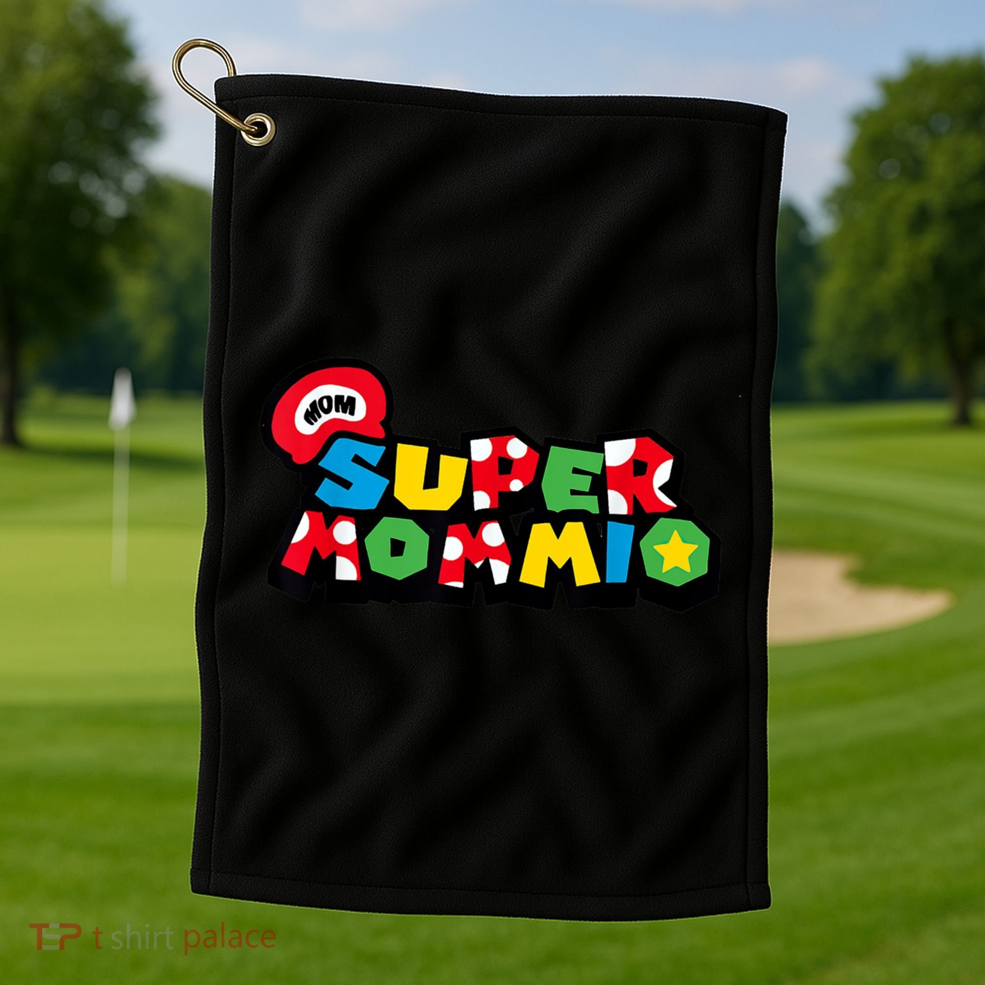 Funny Super Mommio Mother's Day Gamer Golf Towel
