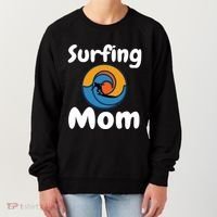 Funny Surfing Mom Surfer Mother Retro Sunrise Sunset Surf Funny Gift Women's Sweatshirt thumb 0