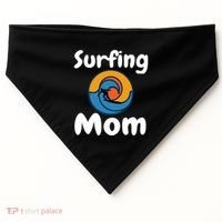 Funny Surfing Mom Surfer Mother Retro Sunrise Sunset Surf Funny Gift USA-Made Doggie Bandana thumb 0