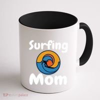 Funny Surfing Mom Surfer Mother Retro Sunrise Sunset Surf Funny Gift Coffee Mug thumb 1