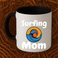 Funny Surfing Mom Surfer Mother Retro Sunrise Sunset Surf Funny Gift Coffee Mug thumb 2