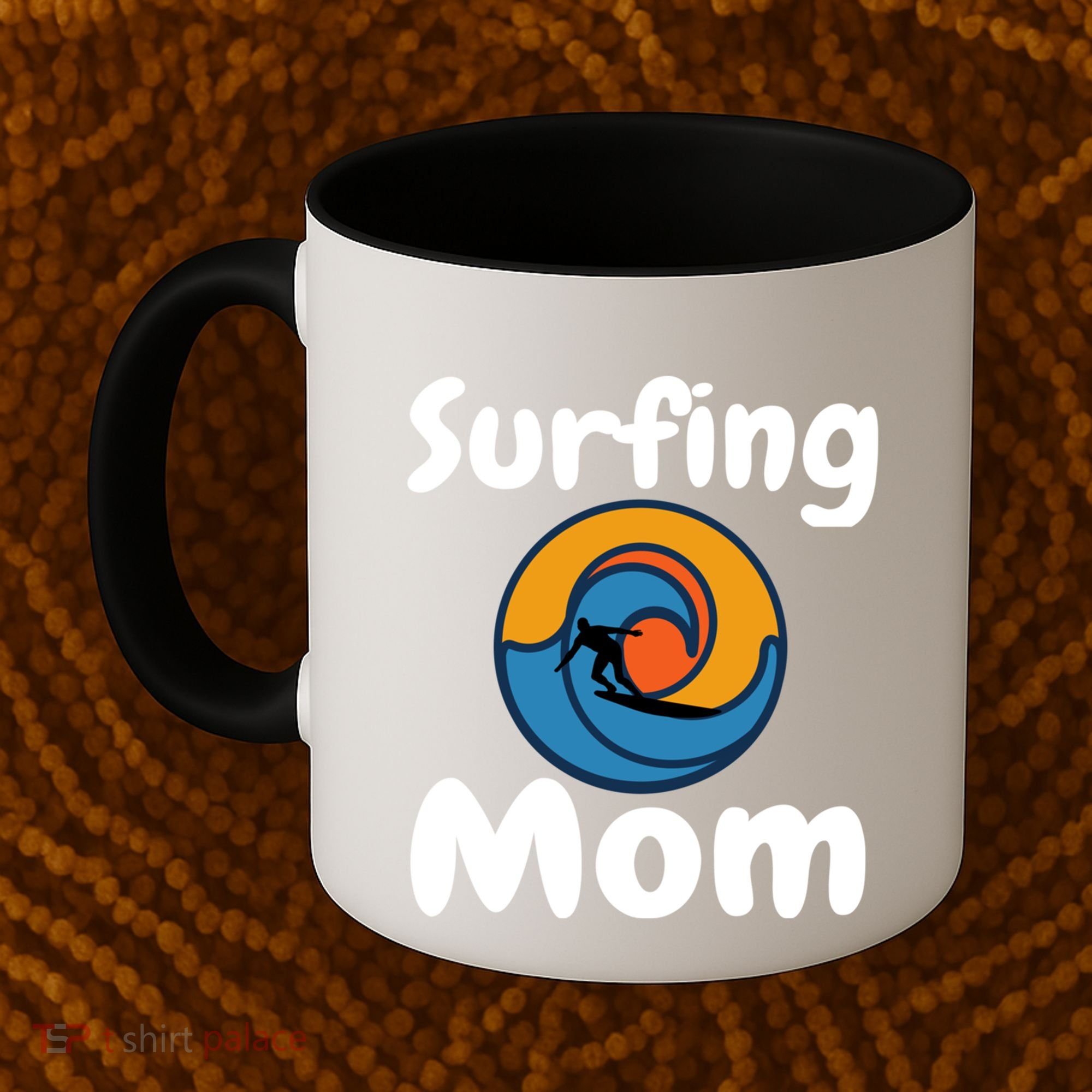 Funny Surfing Mom Surfer Mother Retro Sunrise Sunset Surf Funny Gift Coffee Mug