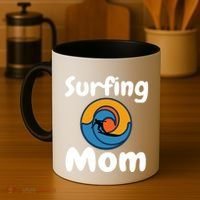 Funny Surfing Mom Surfer Mother Retro Sunrise Sunset Surf Funny Gift Coffee Mug thumb 4
