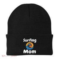 Funny Surfing Mom Surfer Mother Retro Sunrise Sunset Surf Funny Gift Beanie thumb 0