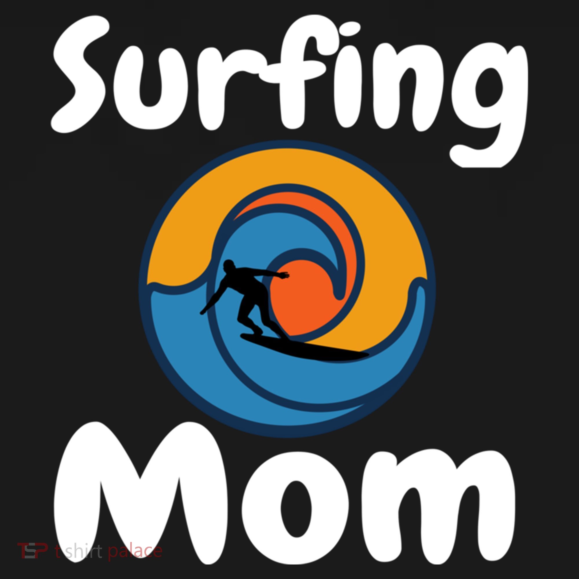 Funny Surfing Mom Surfer Mother Retro Sunrise Sunset Surf Funny Gift Women's Hoodie