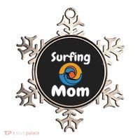 Funny Surfing Mom Surfer Mother Retro Sunrise Sunset Surf Funny Gift Ornament thumb 0