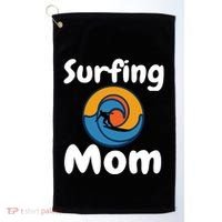Funny Surfing Mom Surfer Mother Retro Sunrise Sunset Surf Funny Gift Golf Towel thumb 0