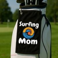 Funny Surfing Mom Surfer Mother Retro Sunrise Sunset Surf Funny Gift Golf Towel thumb 2