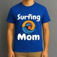Funny Surfing Mom Surfer Mother Retro Sunrise Sunset Surf Funny Gift T-Shirt thumb 3