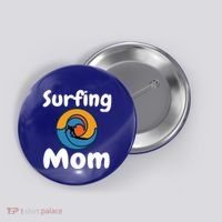 Funny Surfing Mom Surfer Mother Retro Sunrise Sunset Surf Funny Gift Button thumb 0