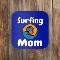 Funny Surfing Mom Surfer Mother Retro Sunrise Sunset Surf Funny Gift Coaster thumb 0