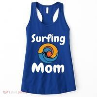 Funny Surfing Mom Surfer Mother Retro Sunrise Sunset Surf Funny Gift Women's Tank Top thumb 0