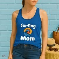 Funny Surfing Mom Surfer Mother Retro Sunrise Sunset Surf Funny Gift Women's Tank Top thumb 2