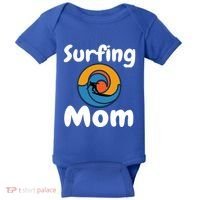Funny Surfing Mom Surfer Mother Retro Sunrise Sunset Surf Funny Gift Baby Bodysuit thumb 0