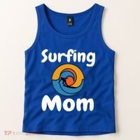 Funny Surfing Mom Surfer Mother Retro Sunrise Sunset Surf Funny Gift Tank Top thumb 2