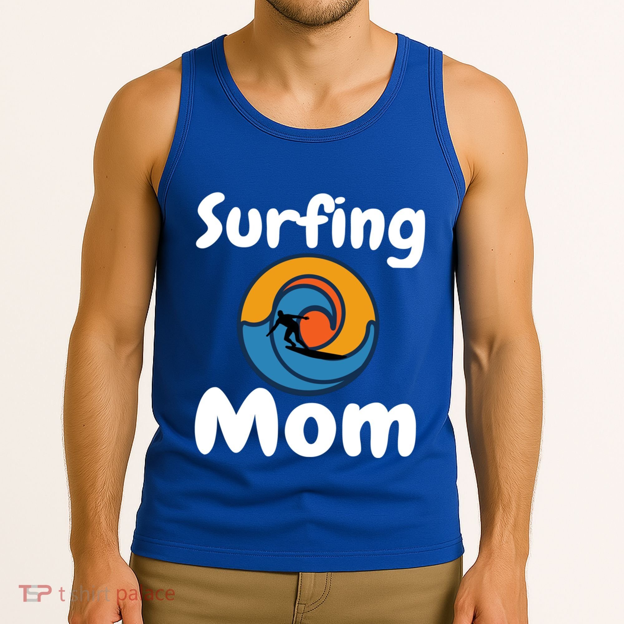 Funny Surfing Mom Surfer Mother Retro Sunrise Sunset Surf Funny Gift Tank Top