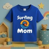 Funny Surfing Mom Surfer Mother Retro Sunrise Sunset Surf Funny Gift Toddler T-Shirt thumb 3
