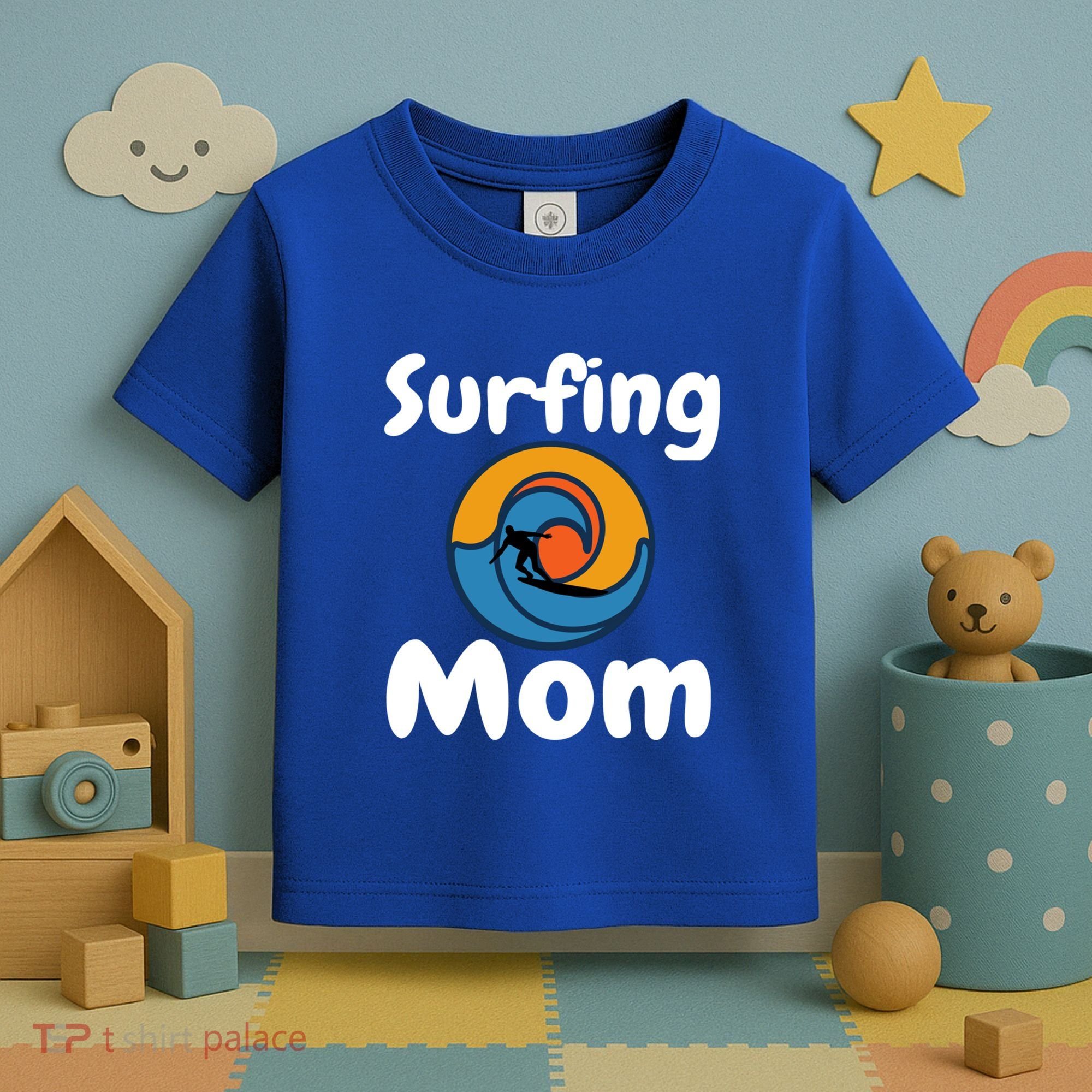 Funny Surfing Mom Surfer Mother Retro Sunrise Sunset Surf Funny Gift Toddler T-Shirt