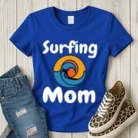 Funny Surfing Mom Surfer Mother Retro Sunrise Sunset Surf Funny Gift Women's T-Shirt thumb 3