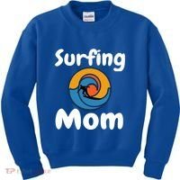Funny Surfing Mom Surfer Mother Retro Sunrise Sunset Surf Funny Gift Kids Sweatshirt thumb 0